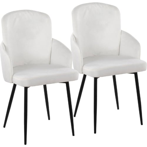 Dahlia Dining Chair in Black Metal, Gold & Cream Velvet (Set of 2)